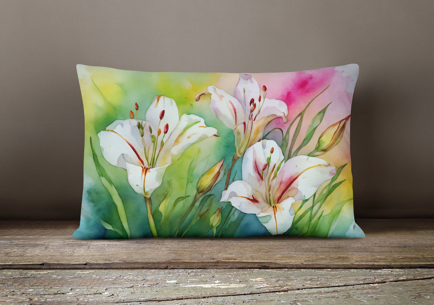Utah Sego Lilies in Watercolor Throw Pillow