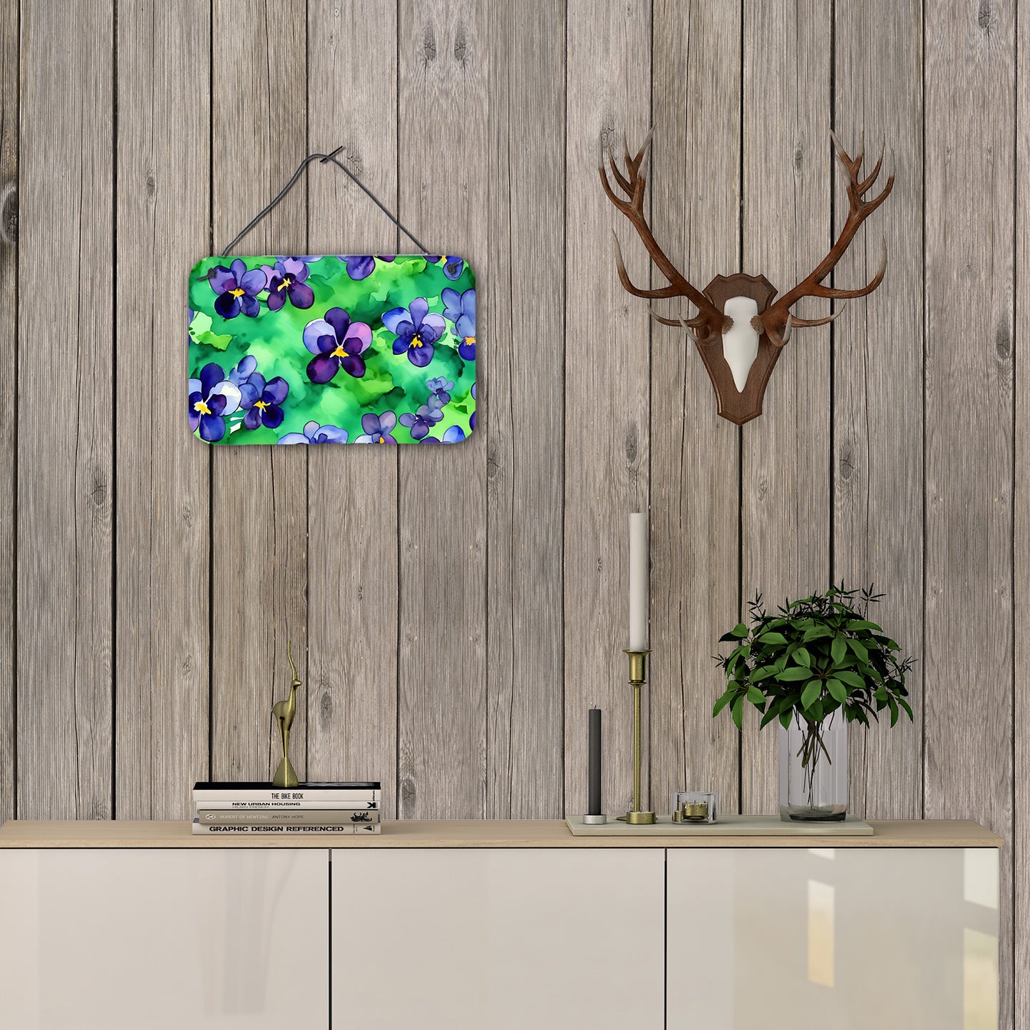 Wisconsin Wood Violets in Watercolor Wall or Door Hanging Prints