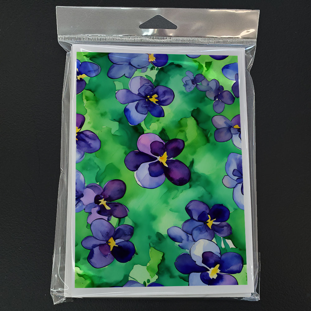 Wisconsin Wood Violets in Watercolor Greeting Cards Pack of 8