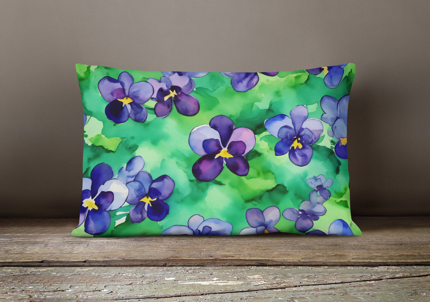 Wisconsin Wood Violets in Watercolor Throw Pillow