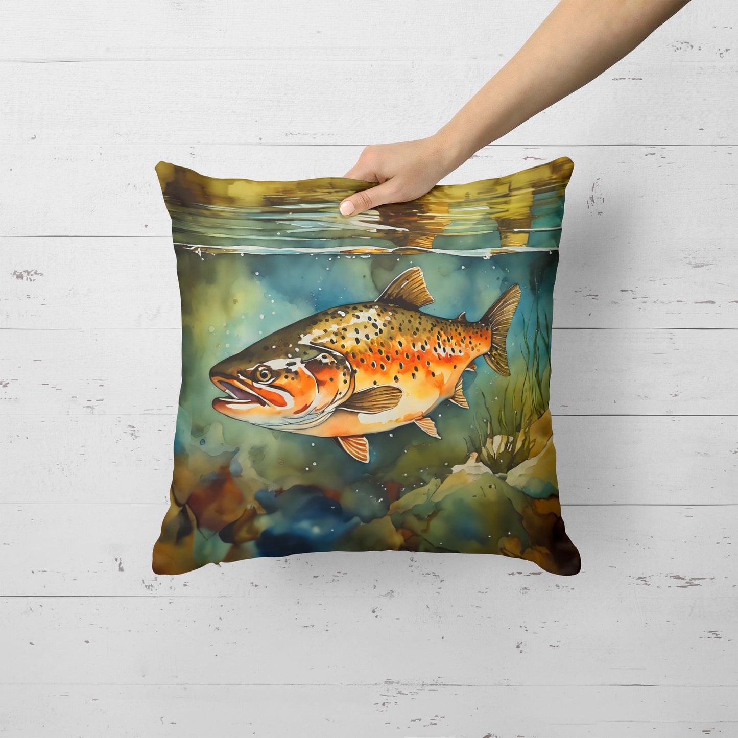 Brown Trout Throw Pillow