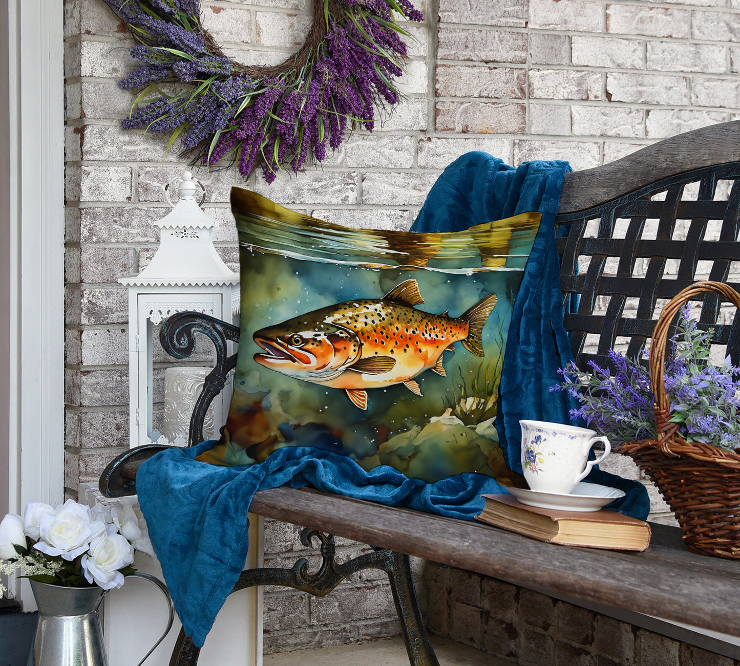 Brown Trout Throw Pillow