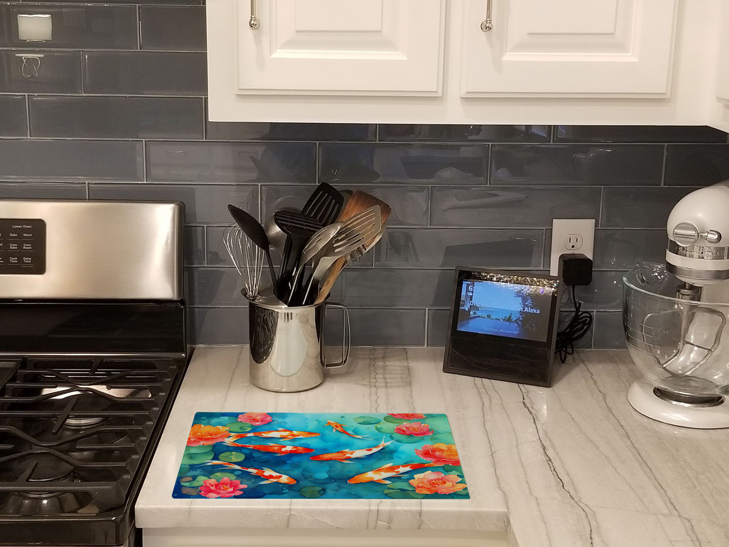 Koi Fish Glass Cutting Board