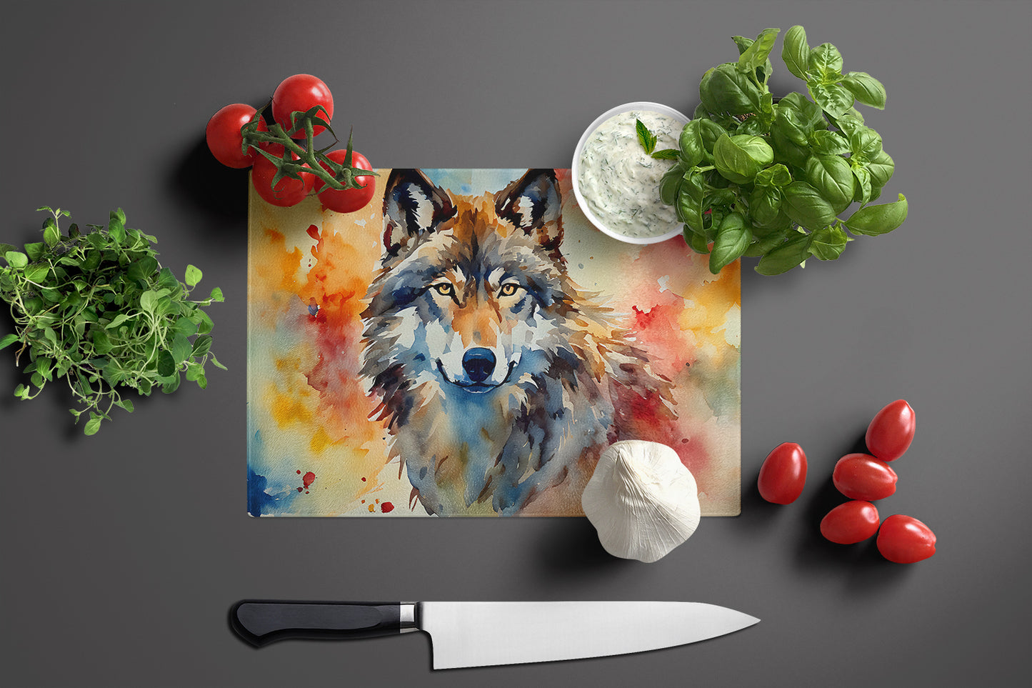 Wolves Wolf Glass Cutting Board