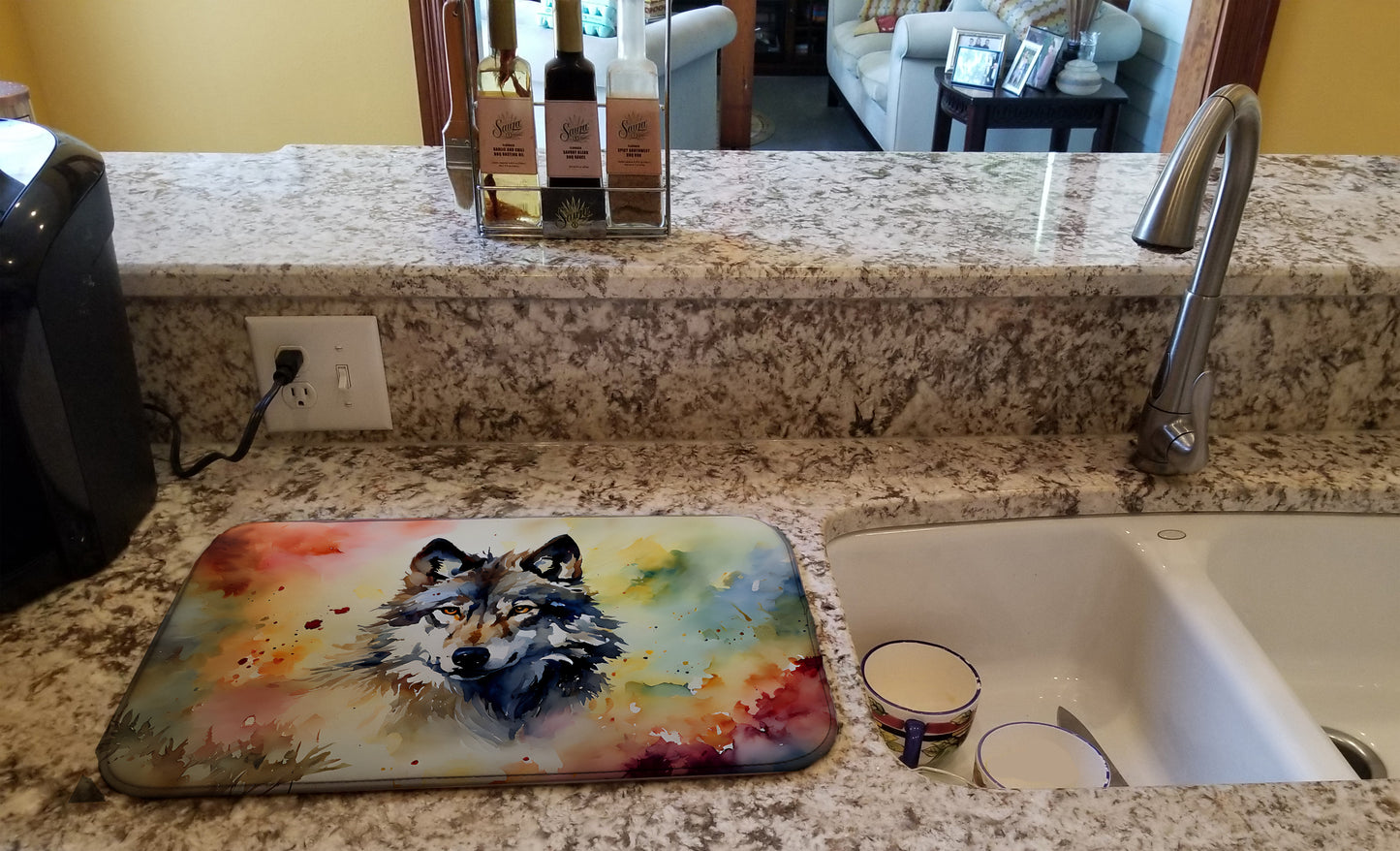 Wolves Wolf Dish Drying Mat