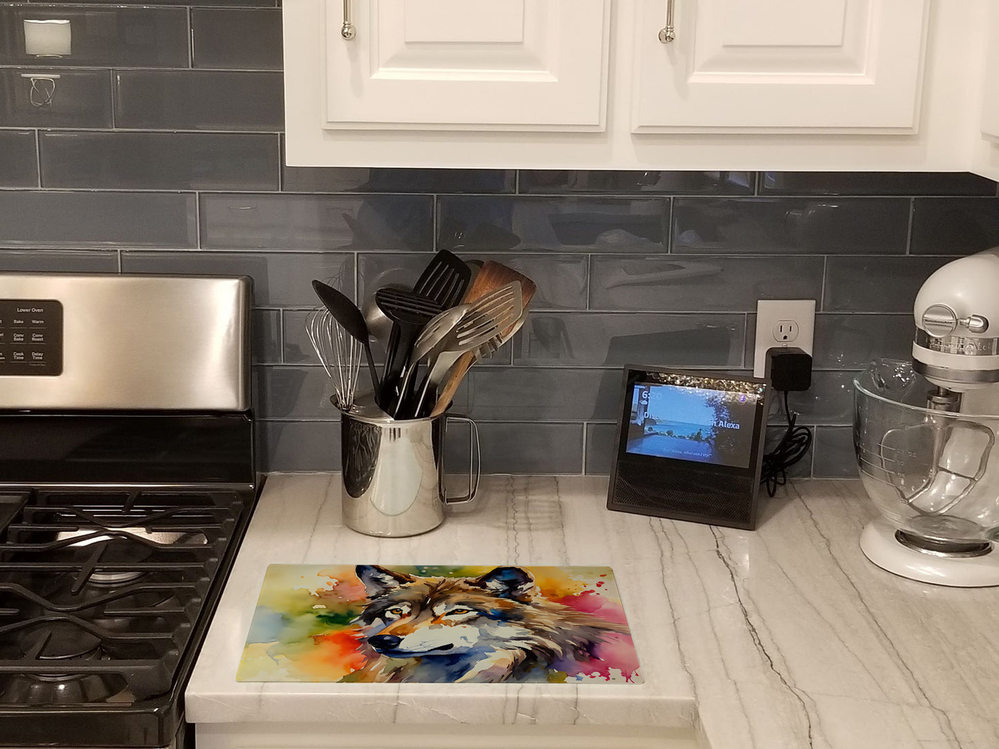 Wolves Wolf Glass Cutting Board