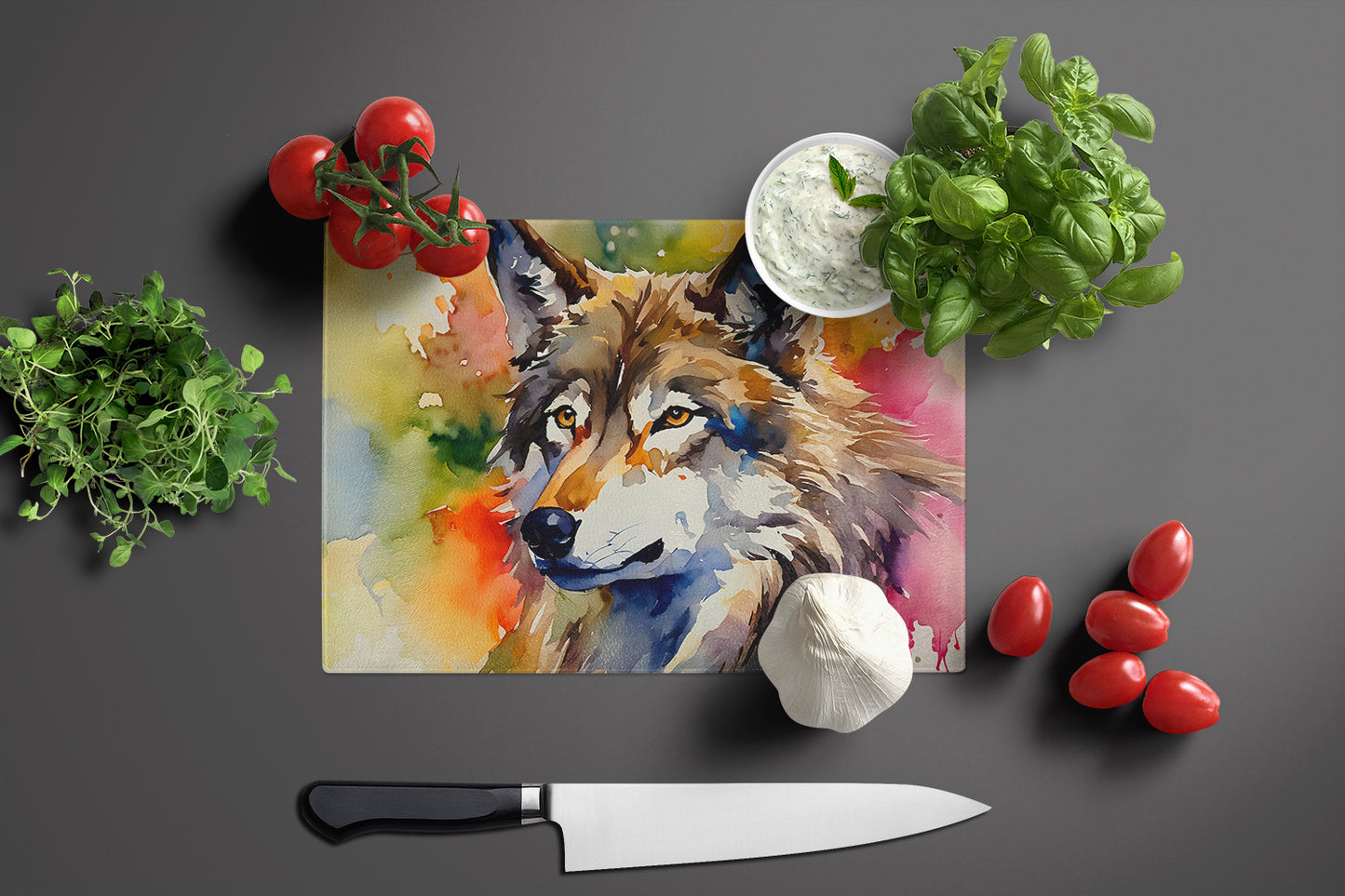 Wolves Wolf Glass Cutting Board