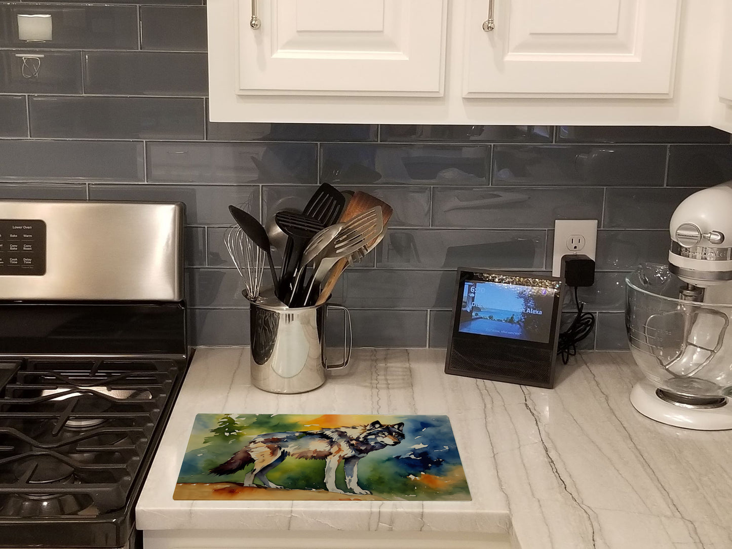 Wolves Wolf Glass Cutting Board