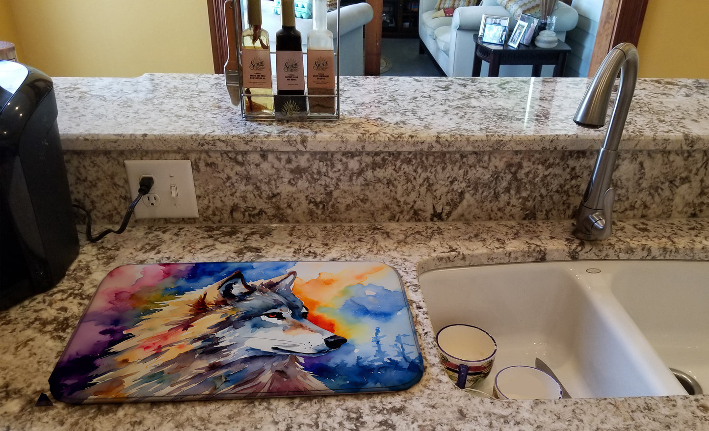 Wolves Wolf Dish Drying Mat
