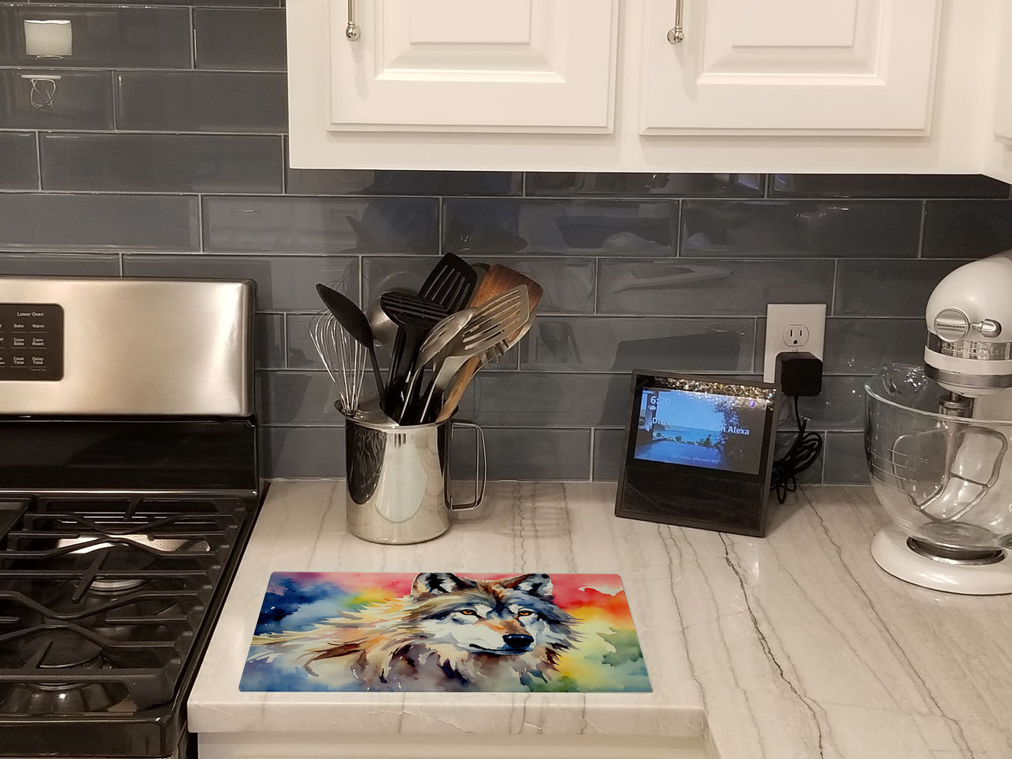Wolves Wolf Glass Cutting Board