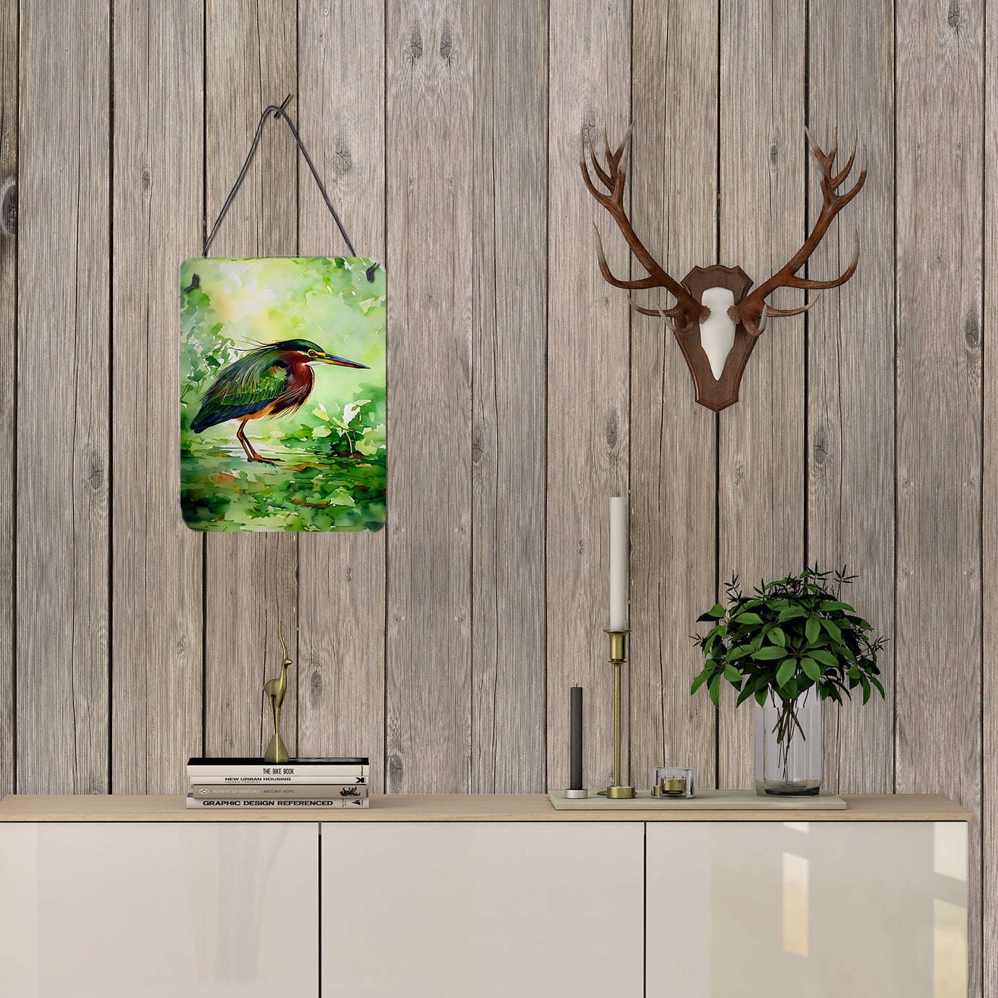 Green Heron Wall or Door Hanging Prints