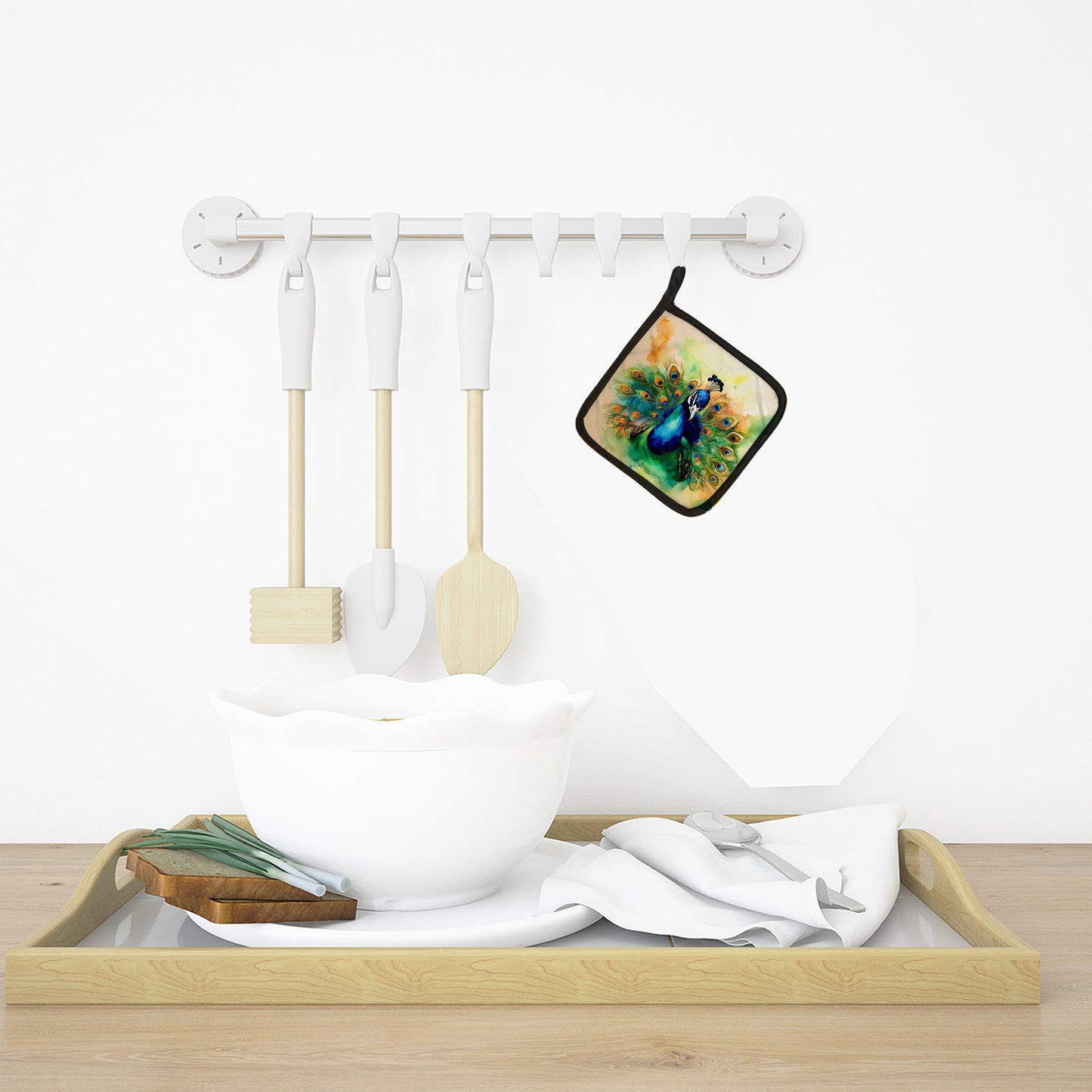 Peacock Pair of Pot Holders