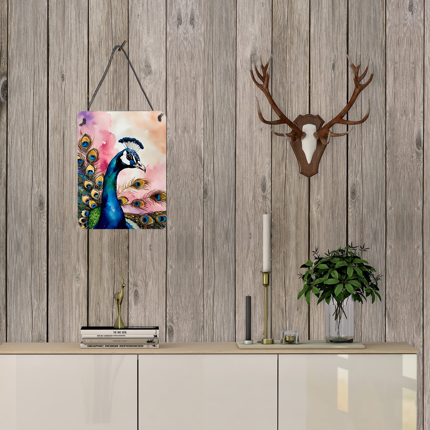 Peacock Wall or Door Hanging Prints