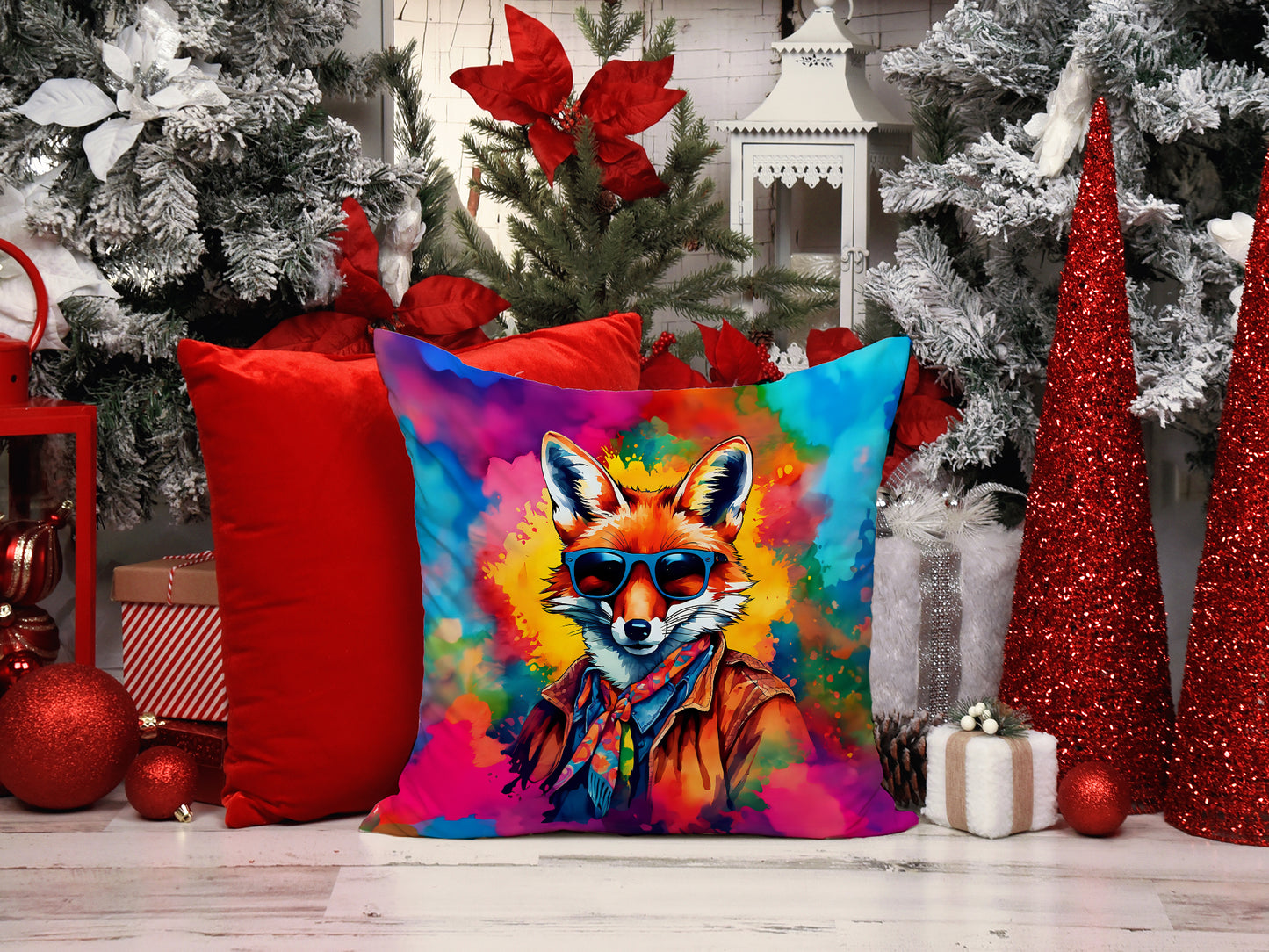 Hippie Animal Fox Throw Pillow