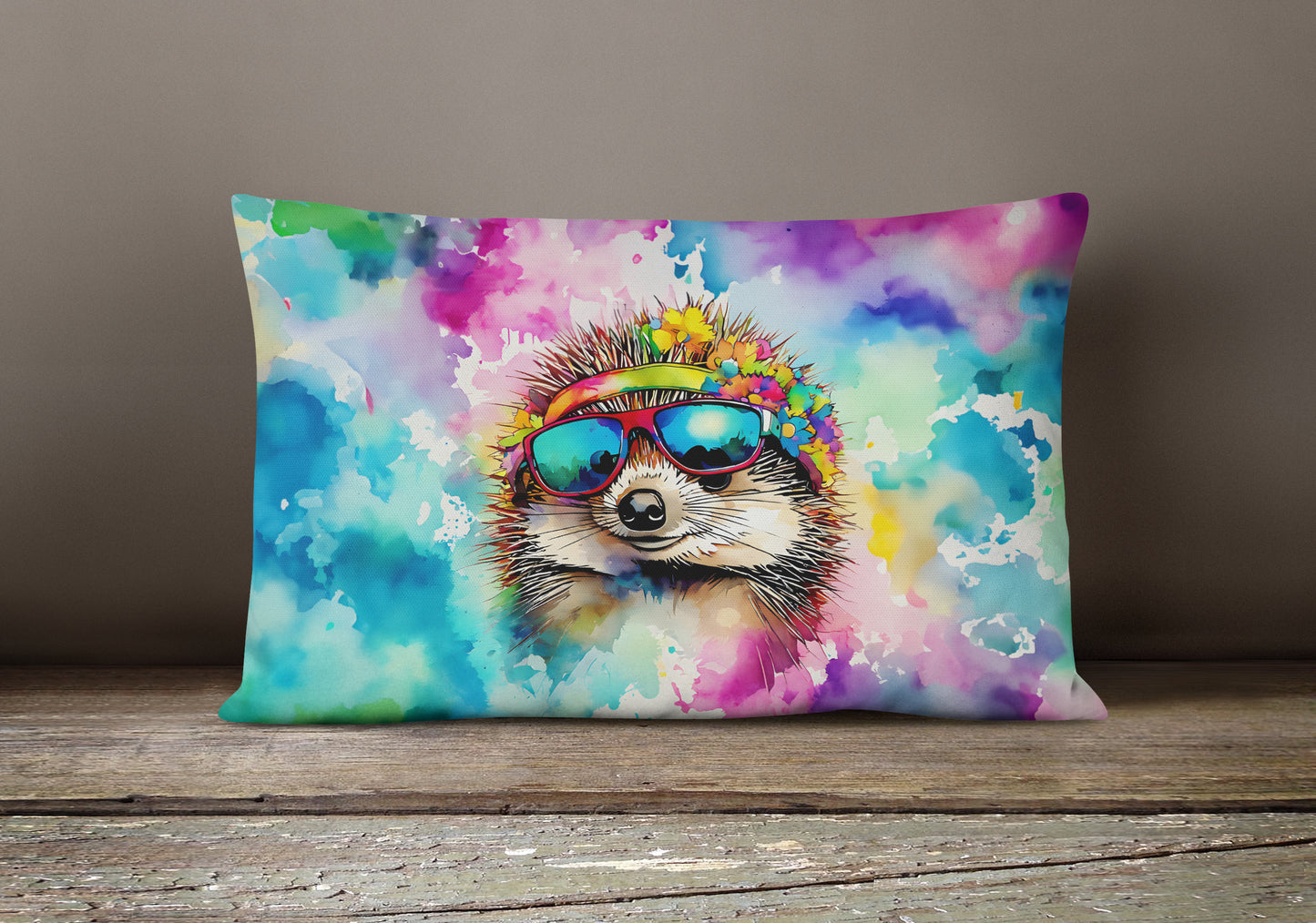 Hippie Animal Hedgehog Throw Pillow