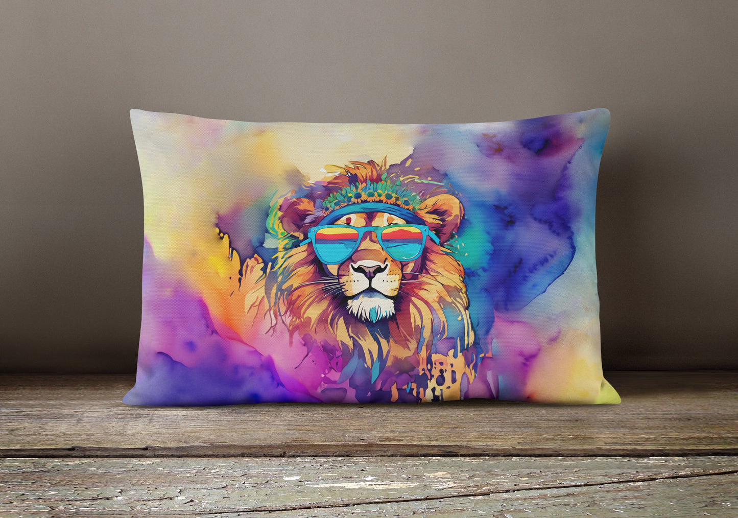 Hippie Animal Lion Throw Pillow
