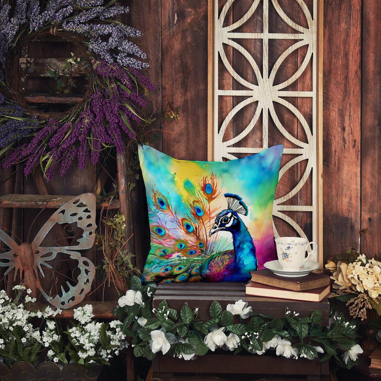 Hippie Animal Peacock Throw Pillow