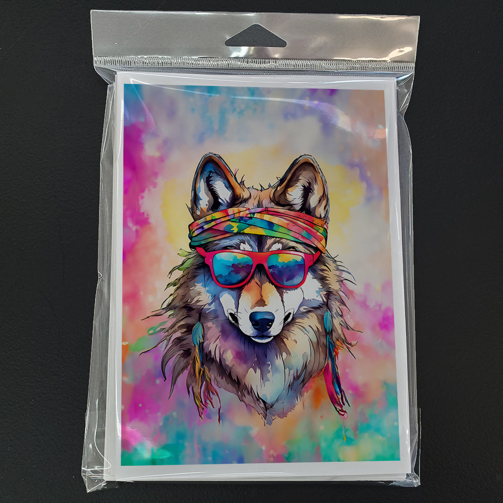 Hippie Animal Wolf Greeting Cards Pack of 8