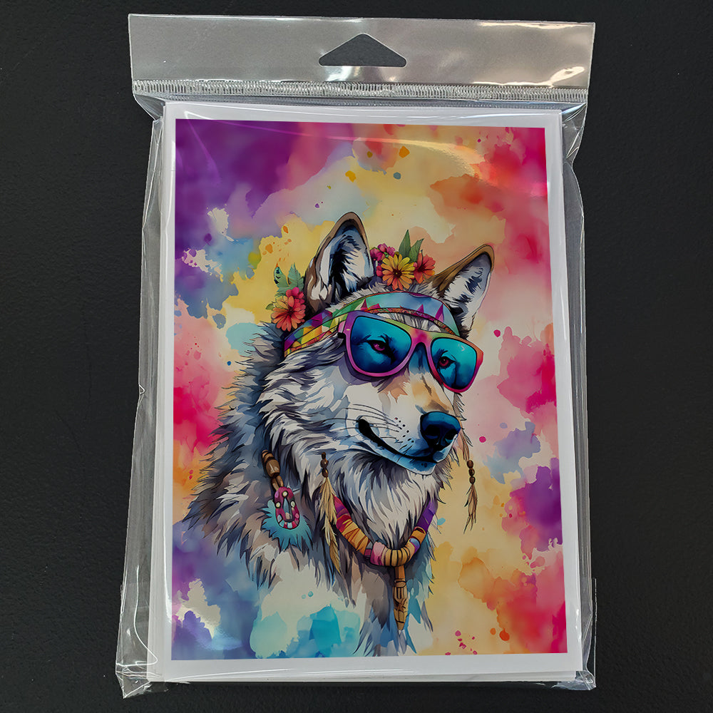 Hippie Animal Wolf Greeting Cards Pack of 8