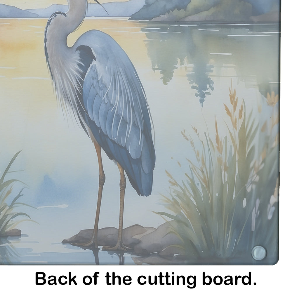 Blue Heron in the Golden Hour Glass Cutting Board