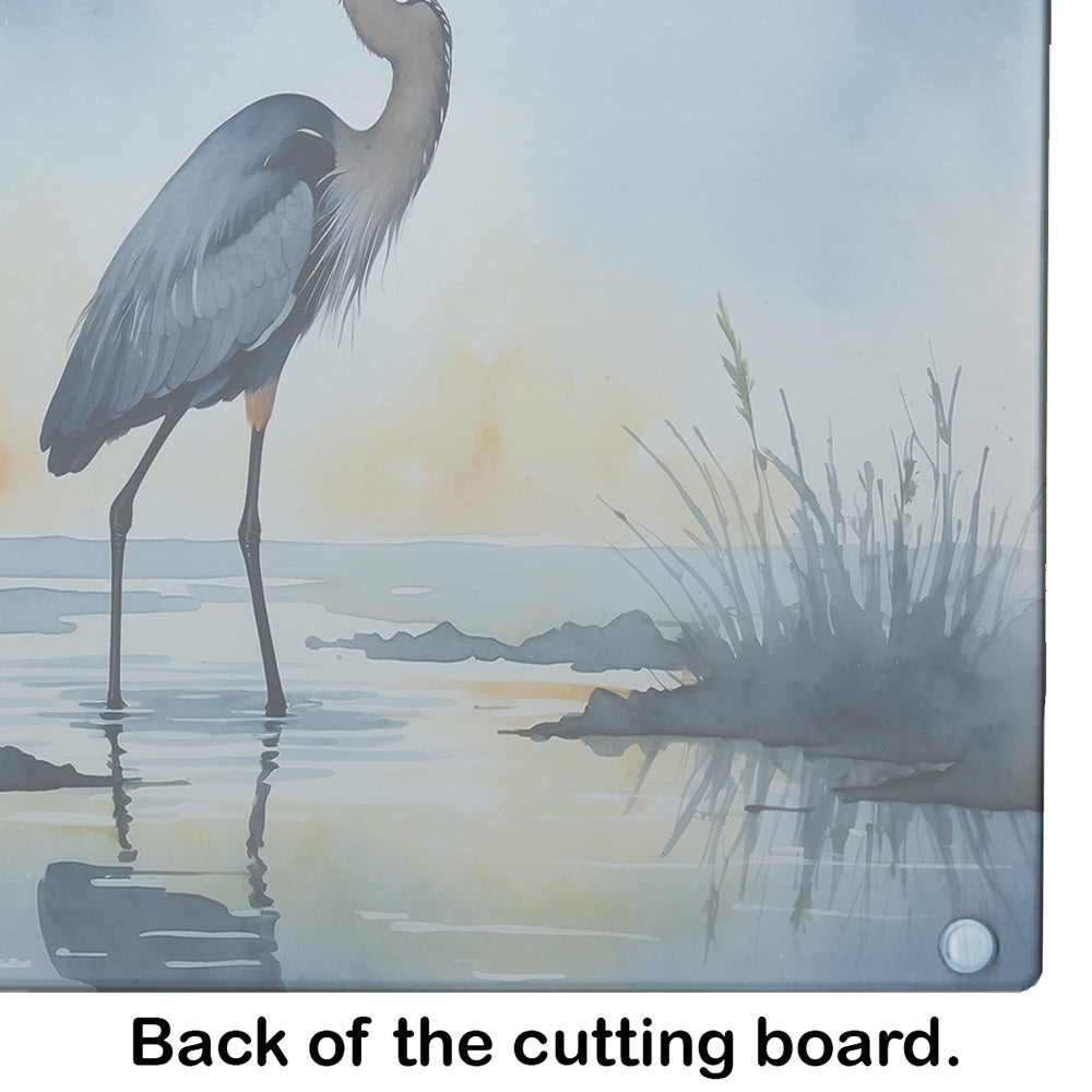 Blue Heron Barely Lit Sky Glass Cutting Board