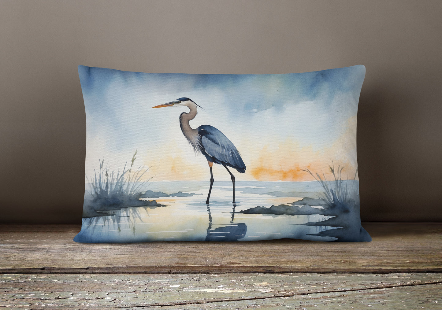Blue Heron Barely Lit Sky Throw Pillow