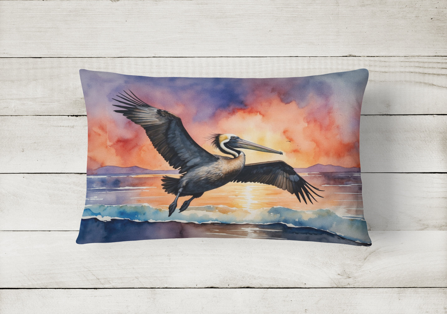 Pelican Fiery Sunset Throw Pillow