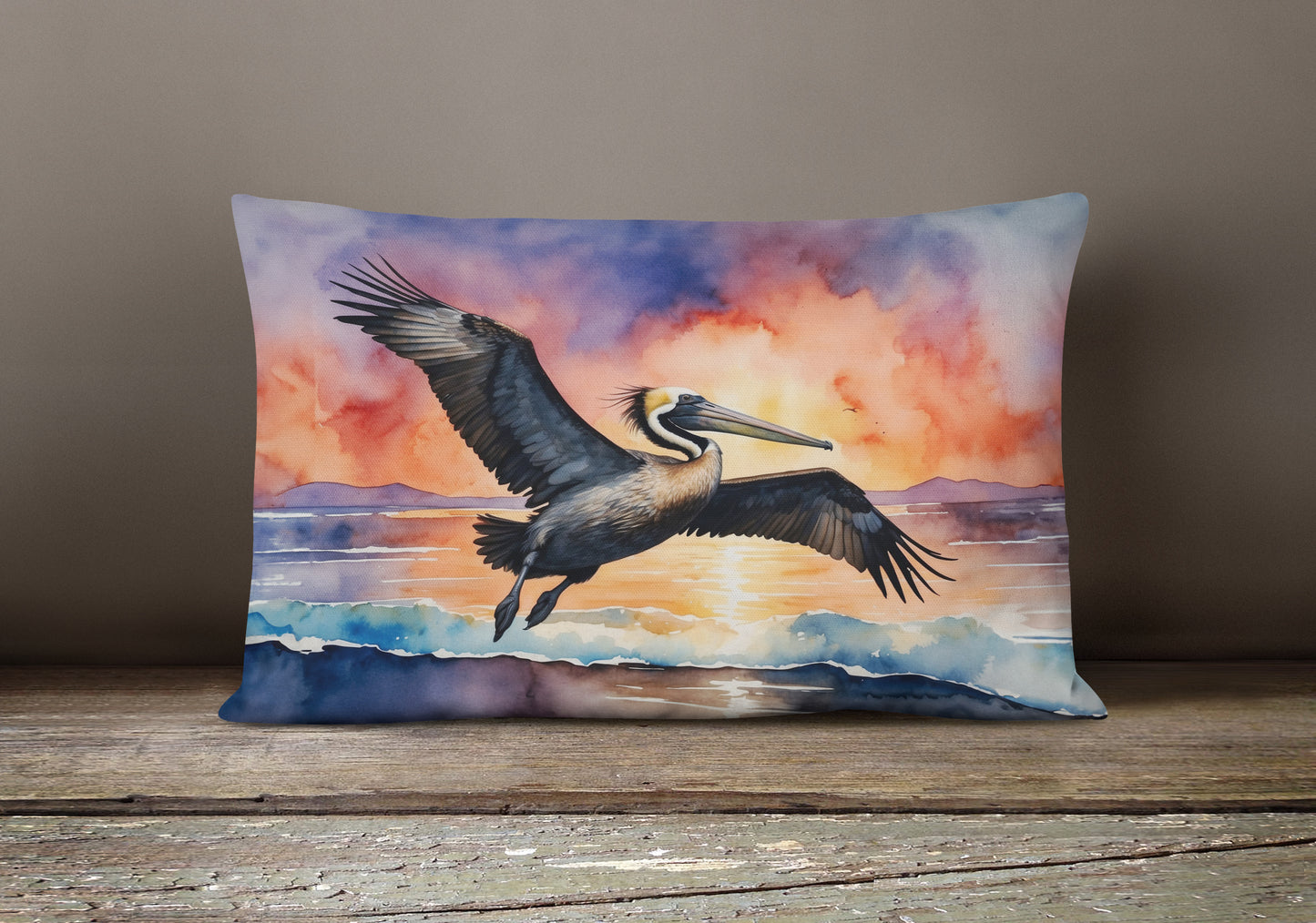 Pelican Fiery Sunset Throw Pillow