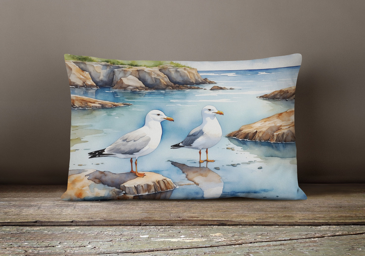 Gulls Scavenging Throw Pillow
