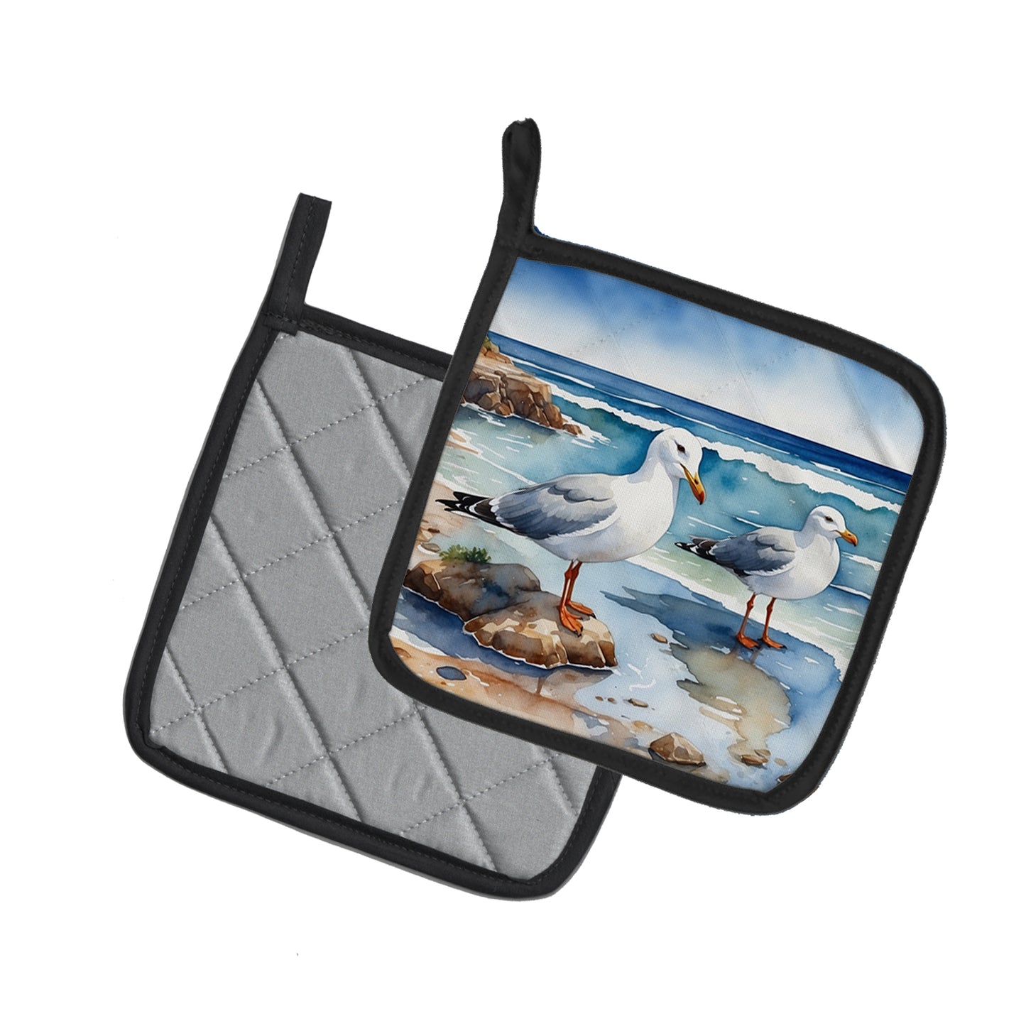 Gulls Scavenging Pair of Pot Holders