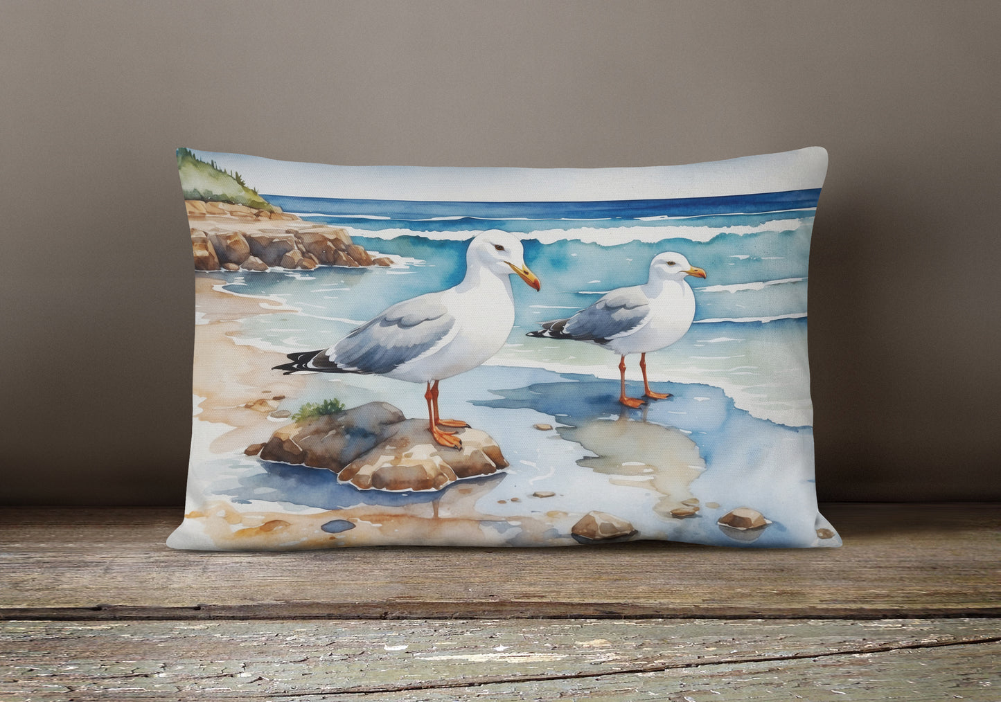 Gulls Scavenging Throw Pillow