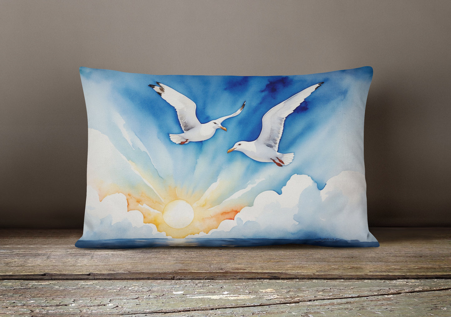 Gulls Soaring High Throw Pillow