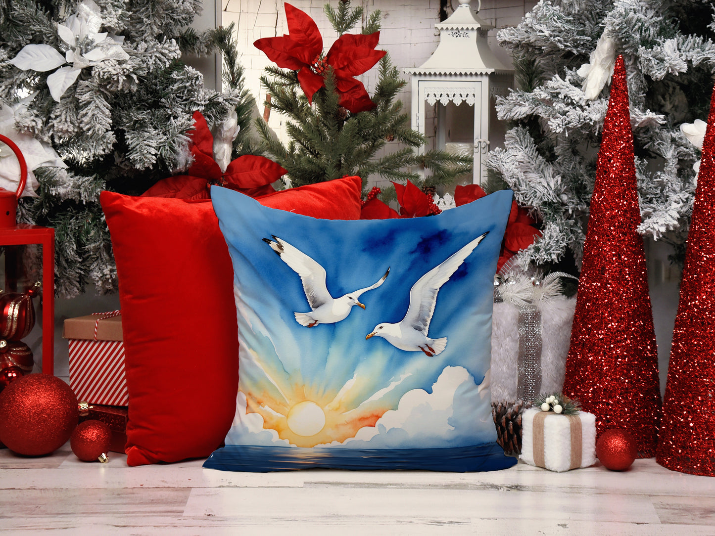 Gulls Soaring High Throw Pillow