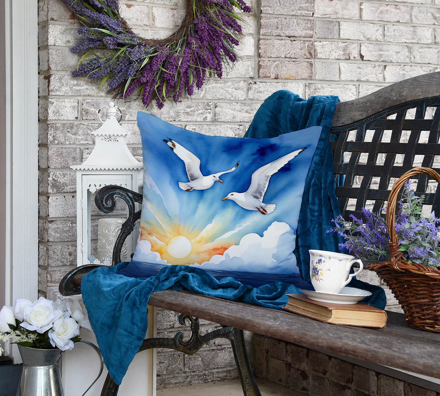 Gulls Soaring High Throw Pillow