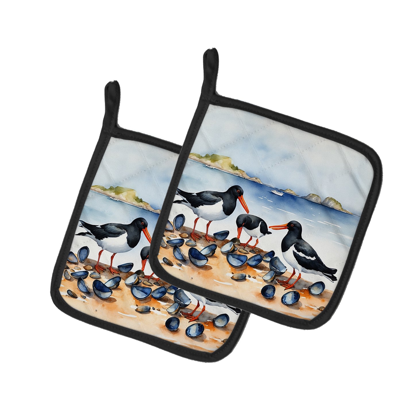 Buy this Oystercatchers Feeding Pair of Pot Holders