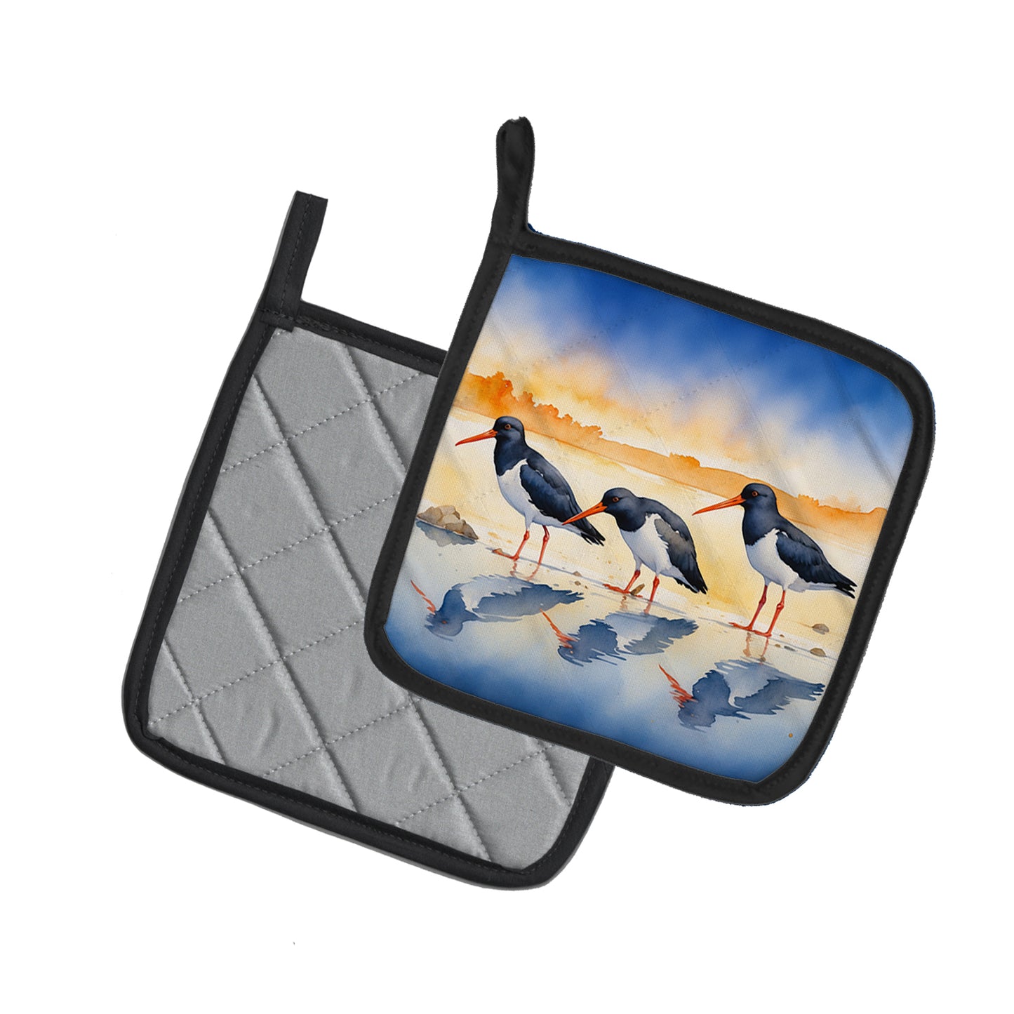 Oystercatchers Foraging Pair of Pot Holders