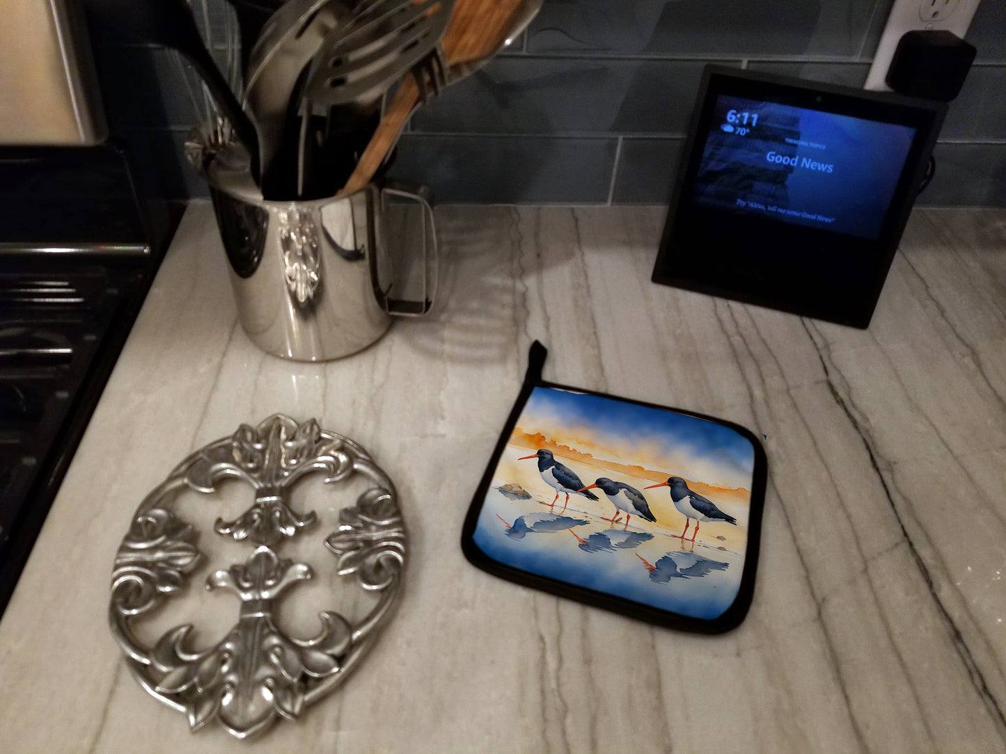 Oystercatchers Foraging Pair of Pot Holders