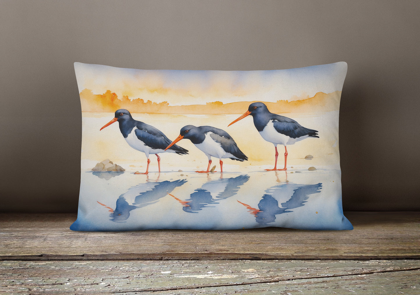 Oystercatchers Foraging Throw Pillow