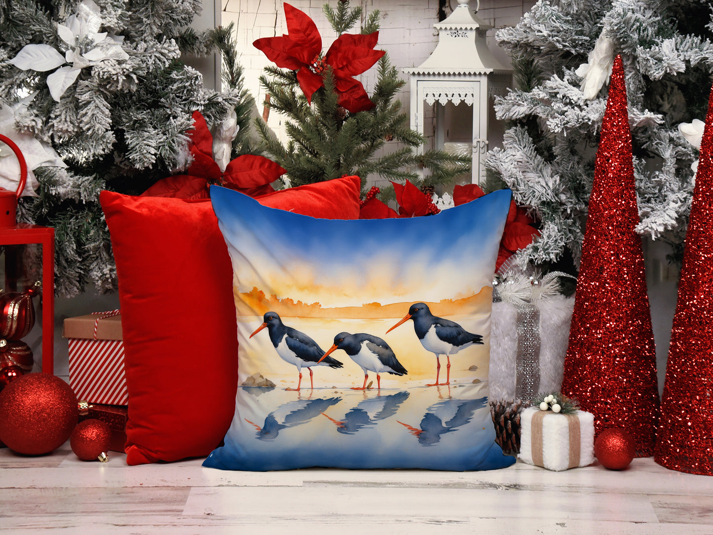 Oystercatchers Foraging Throw Pillow