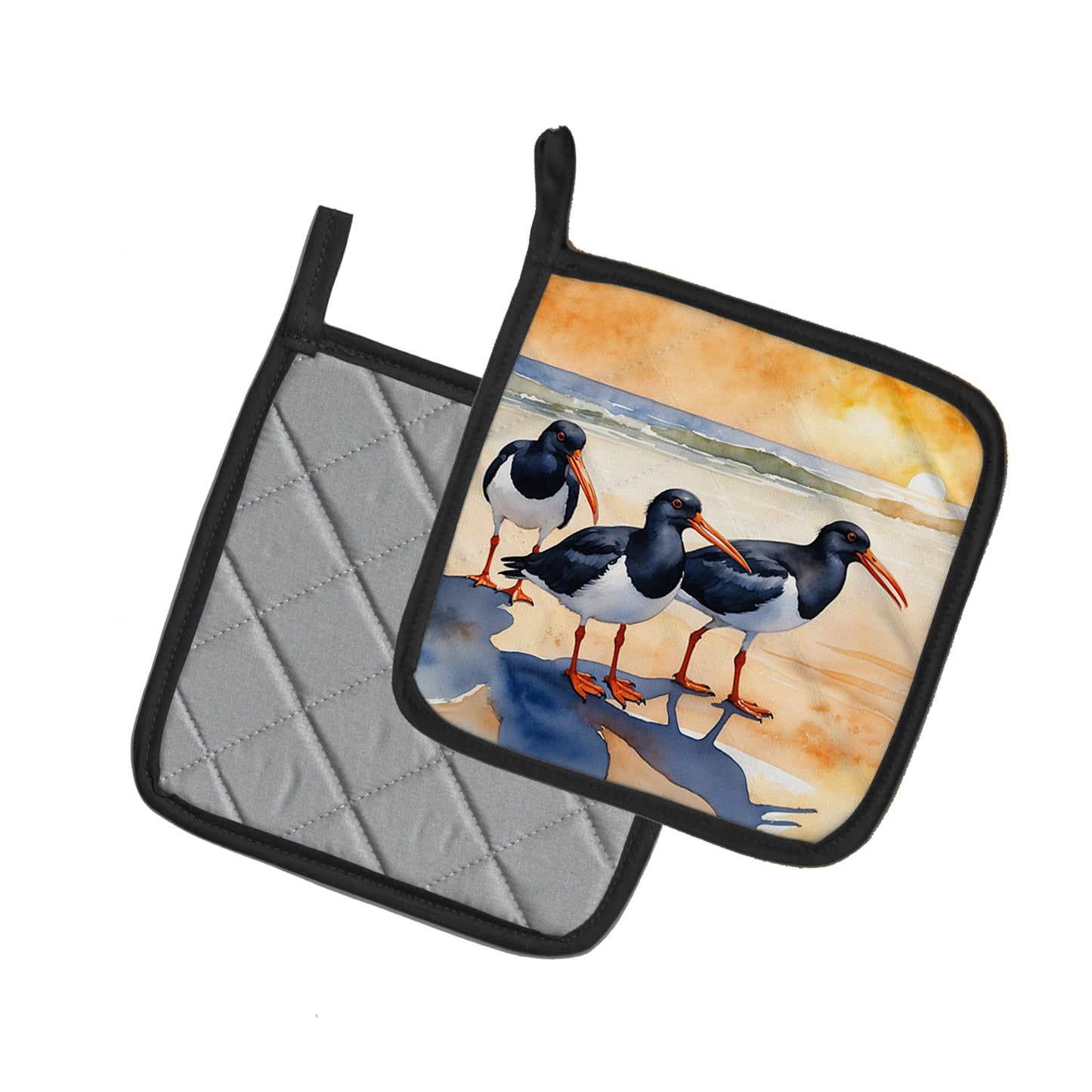 Oystercatchers Foraging Pair of Pot Holders