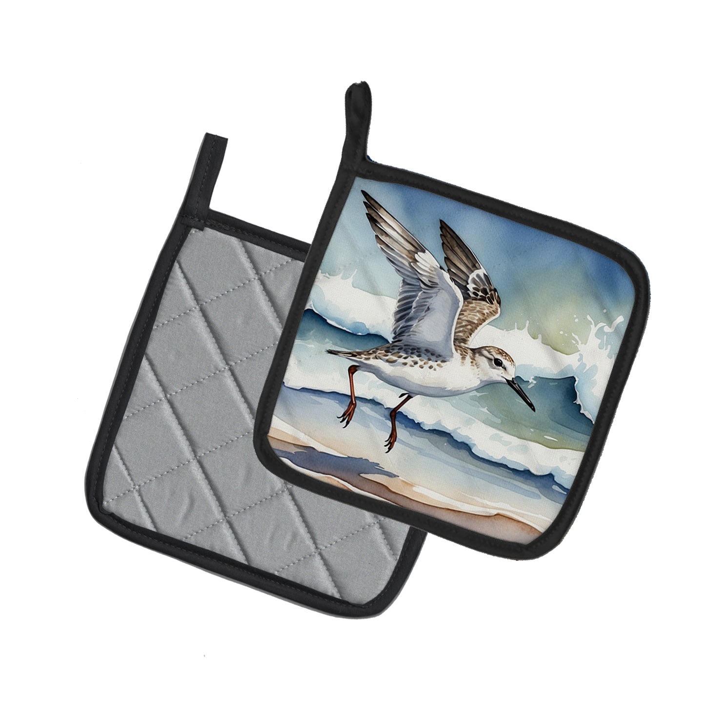 Sanderling Racing the Tide Pair of Pot Holders