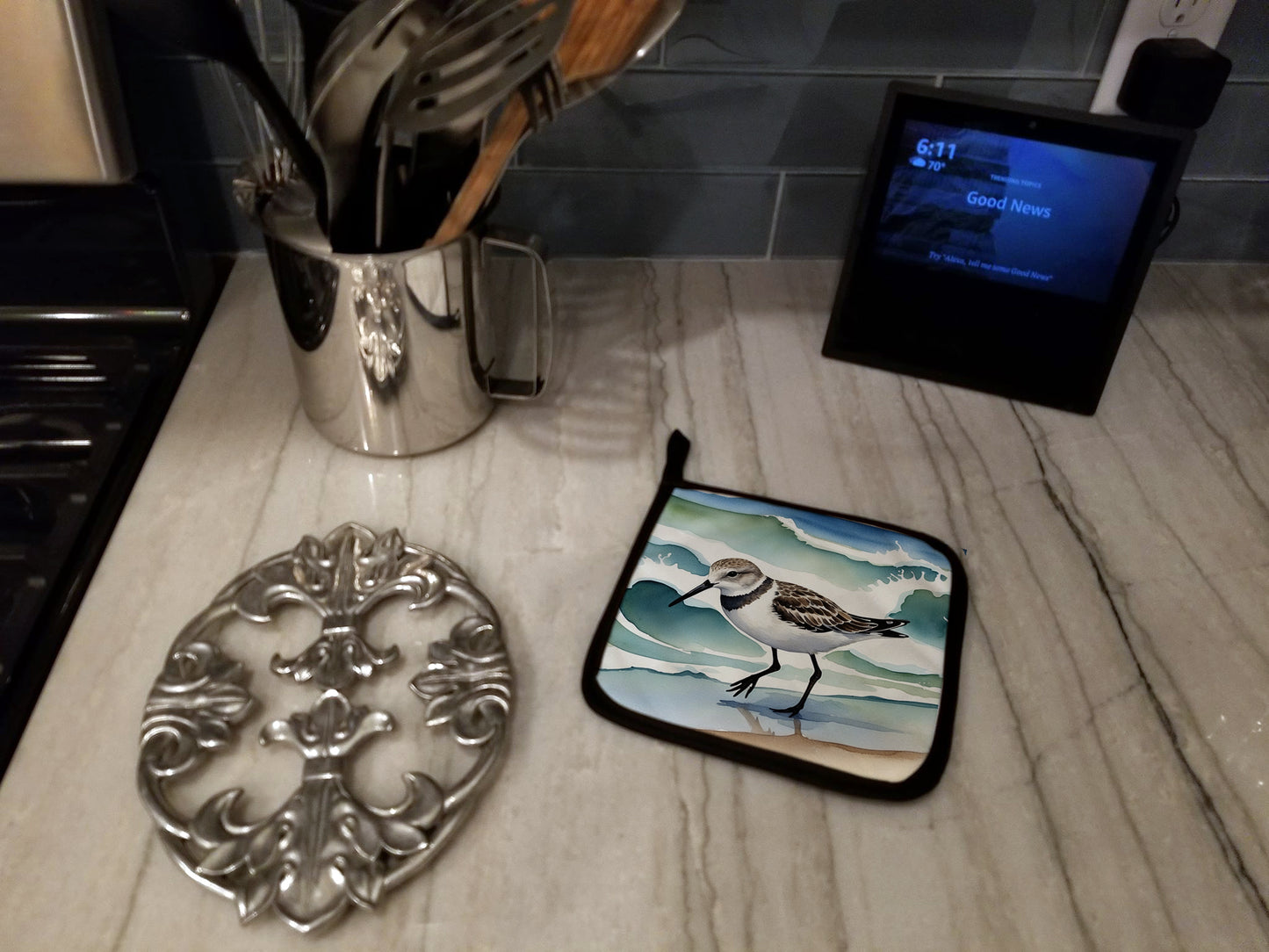 Sanderling Racing the Tide Pair of Pot Holders