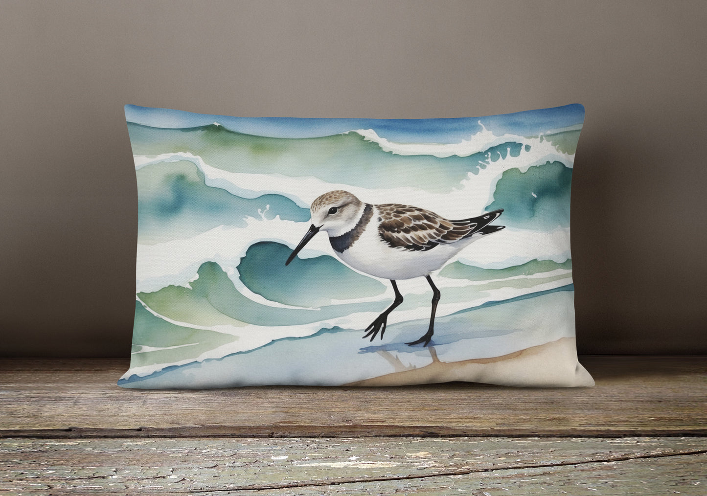 Sanderling Racing the Tide Throw Pillow