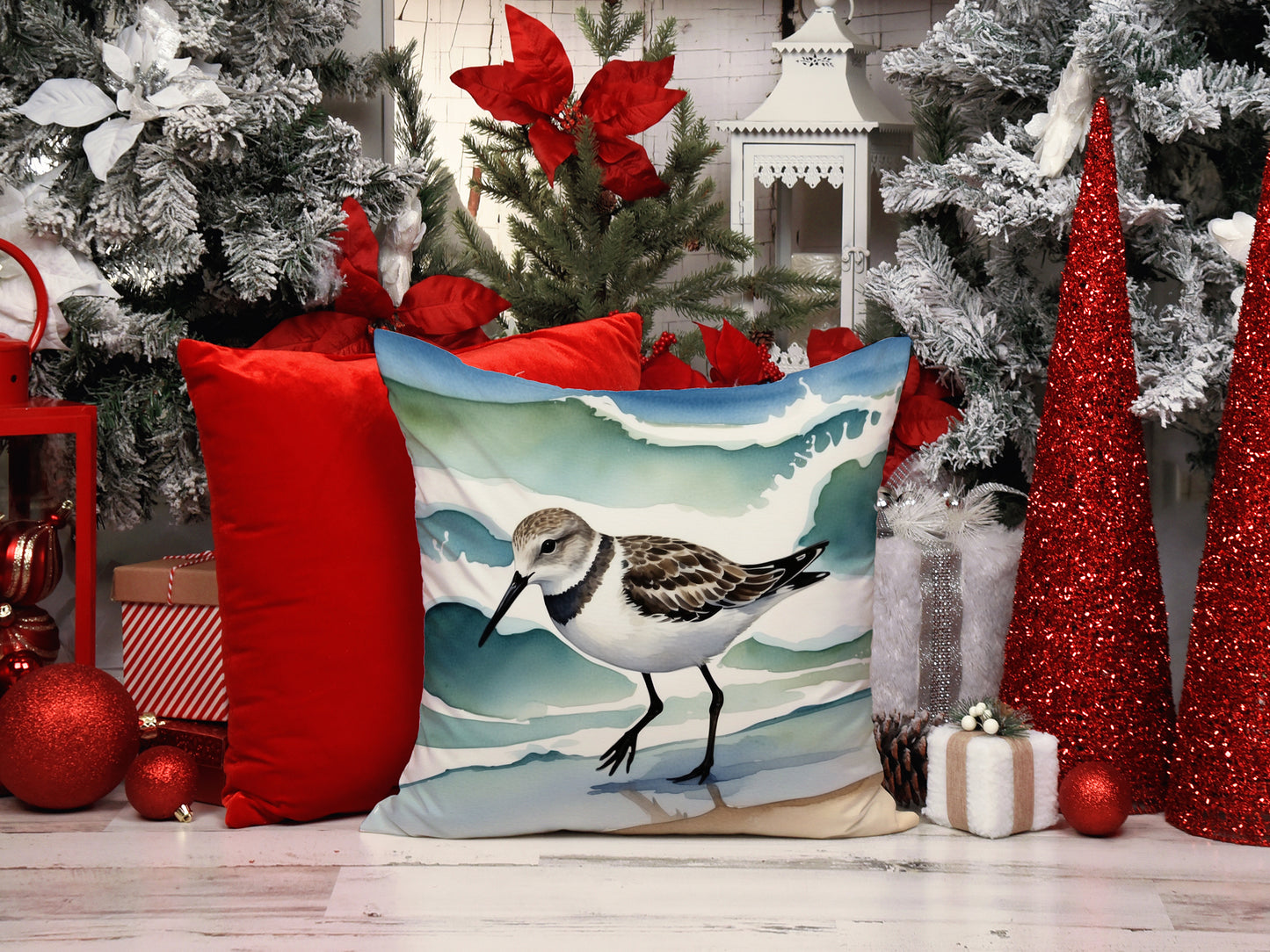 Sanderling Racing the Tide Throw Pillow