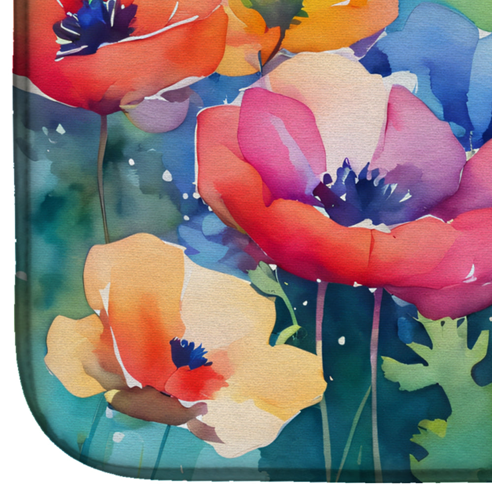 Anemones in Watercolor Dish Drying Mat