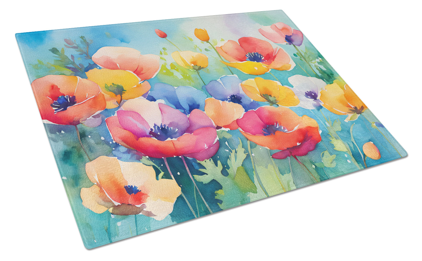 Buy this Anemones in Watercolor Glass Cutting Board