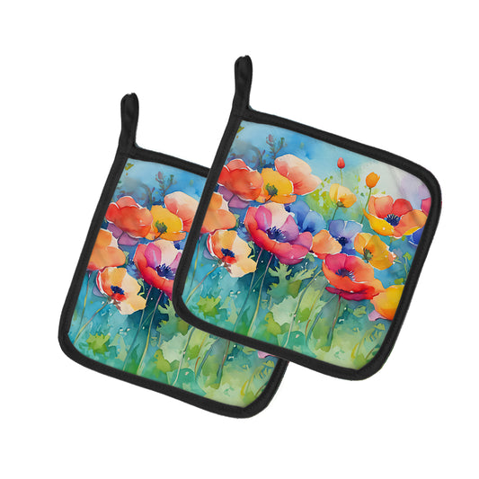 Buy this Anemones in Watercolor Pair of Pot Holders