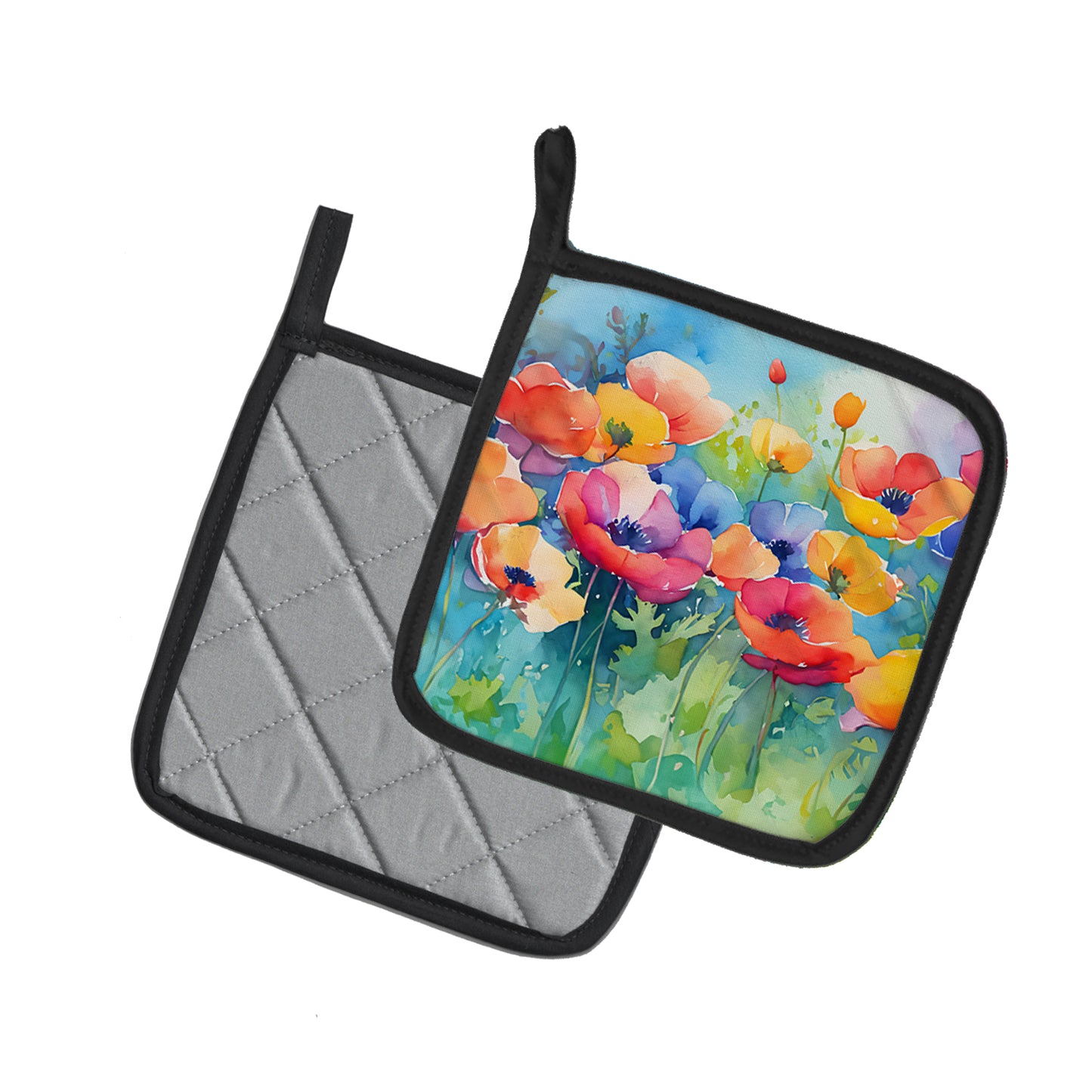 Anemones in Watercolor Pair of Pot Holders