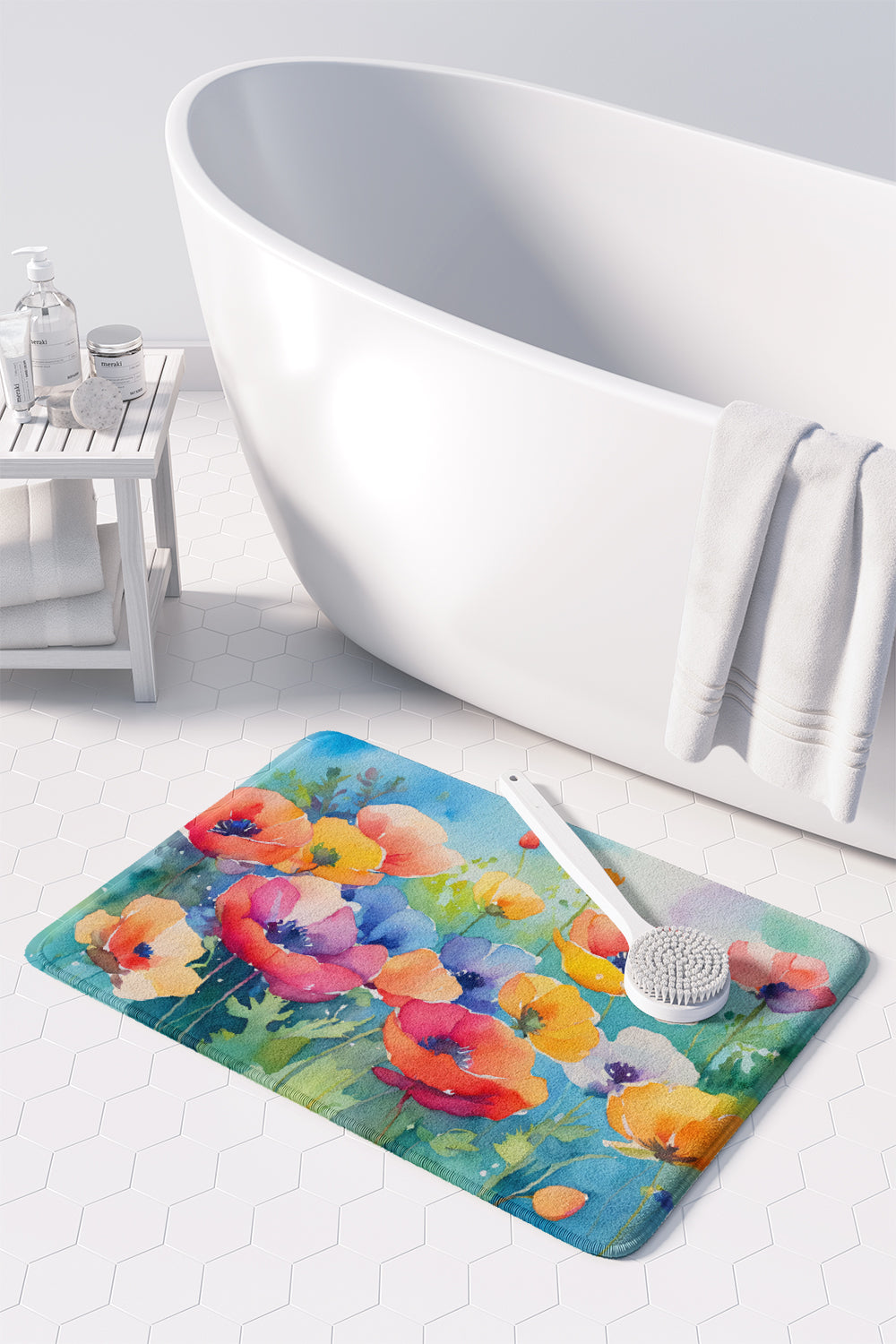 Anemones in Watercolor Memory Foam Kitchen Mat