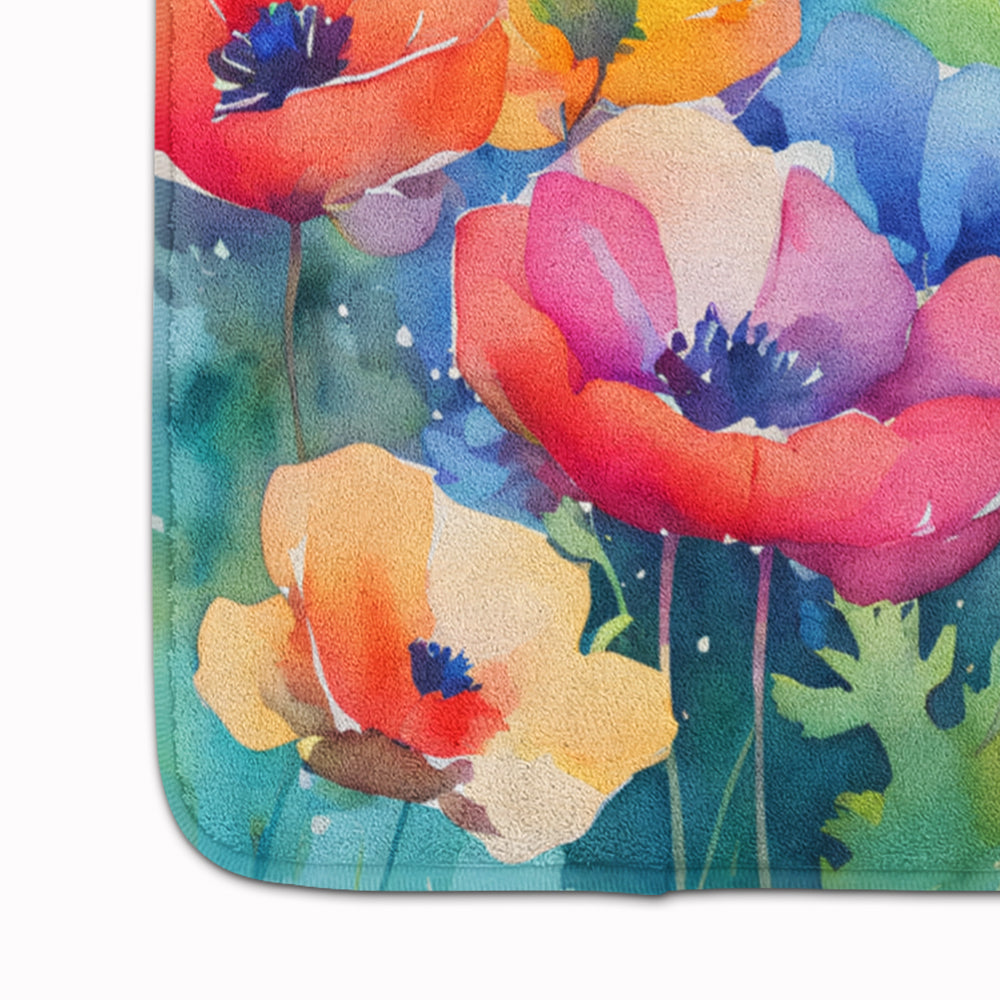 Anemones in Watercolor Memory Foam Kitchen Mat